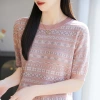 2025 Chanel-style fashion hollowed-out knitted sweater, thin short-sleeved T-shirt, 2025 New European-style stylish mini top Application Scenario